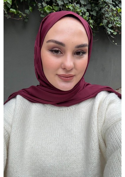 Aleyna Atalar'ın Tercihi C Desen Monogram Pamuk Ipek Şal Koyu Bordo