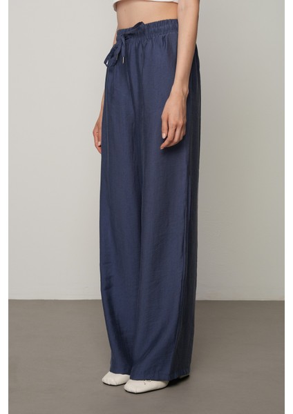 Kadın Düz Renk Beli Lastikli Bol Paça Pantolon fiyatları