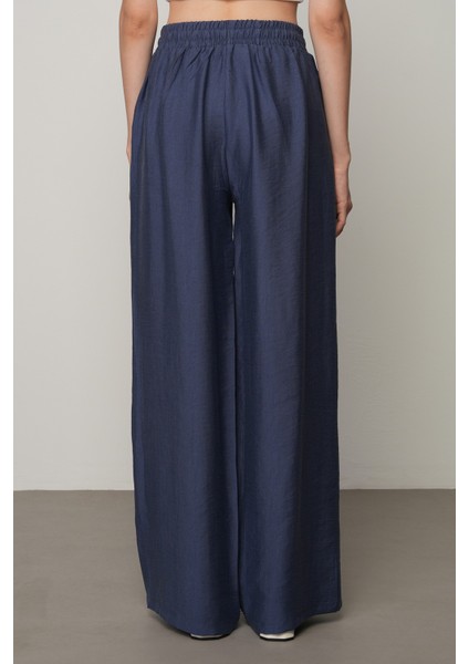 Kadın Düz Renk Beli Lastikli Bol Paça Pantolon fırsatları