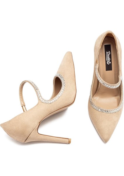 Kadın Özel Taş Işlemeli Yüksek Topuklu Sivri Burun Abiye Ayakkabı 1115 fırsatları
