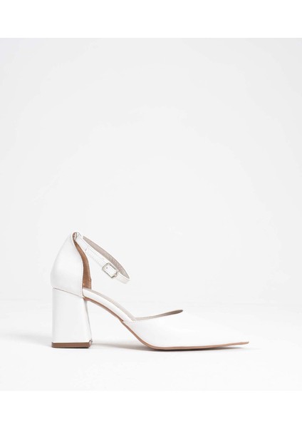 Doren Beyaz Cilt Kadın Topuklu Ayakkabı