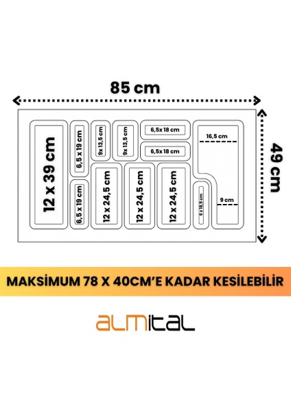 Çekmece Içi Kaşıklık 86X49 Kesim -- 78X40 cm Ye Kadar Kesilebilir. modelleri