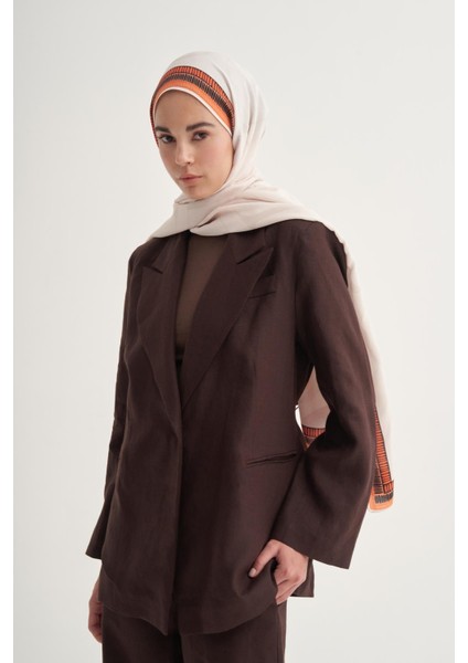 Side Monogram Floş Şal Krem modelleri