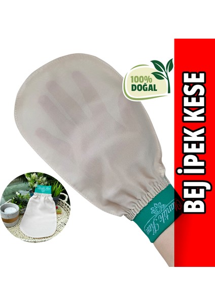 Banyo Kesesi, Hamam Kesesi, Duş Kesesi, Vücut Kesesi, Bej İpek Banyo Kesesi