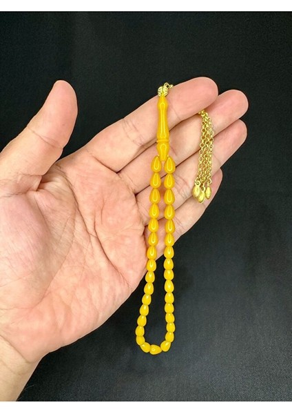 Sıkma Kehribar Tesbih Damla Kesim Küçük Boy Sarı Renk 6mm x 9mm T-539 fırsatları