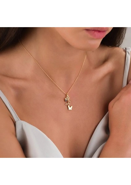 Kadın Kolye – Nazar Boncuklu Zirkon Taşlı Kelebek Figürlü, Kararmaz Antialerjik Gold Çelik Tasarım modelleri