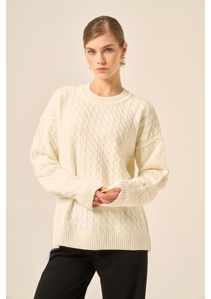 Kadın Saç Örgü Kazak Ekru 20882 fırsatları