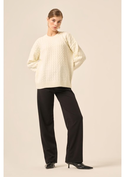 Kadın Saç Örgü Kazak Ekru 20882