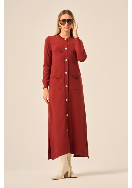 Ftz Kadın Cep Detaylı Elbise Kiremit 20889