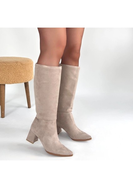 Roksa Bej Süet Topuklu Çizme fırsatları