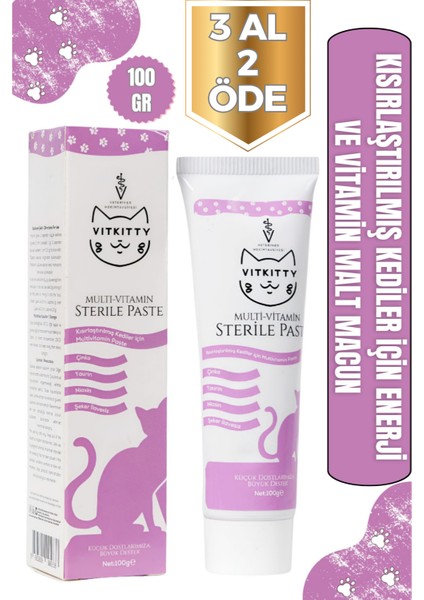 Kısırlaştırılmış Kediler İçin Multivitamin Kedi Maltı Kedi Vitamini (100 Gr )