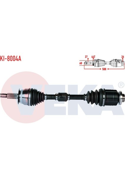 VEKA-KI-8004A - Komple Aks Sag On Kıa Cerato (Ld) 1.6 Crdı M-T Abslı 44 Dıs Uzunluk 588MM 2004-2012