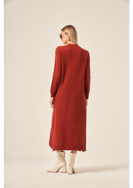 Ftz Kadın Cep Detaylı Elbise Kiremit 20889