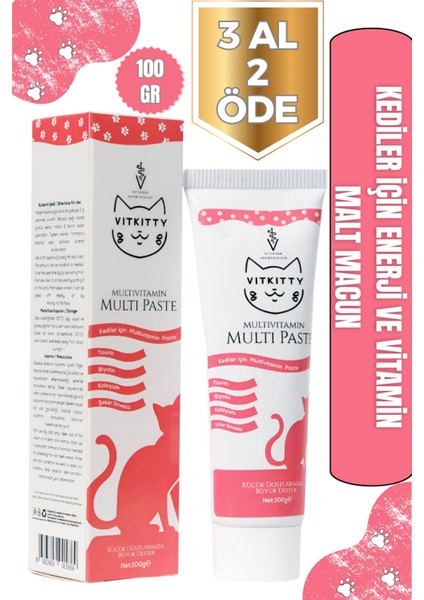 Kediler Için Multivitamin Malt Macun 100 gr (Multivitamin Paste )