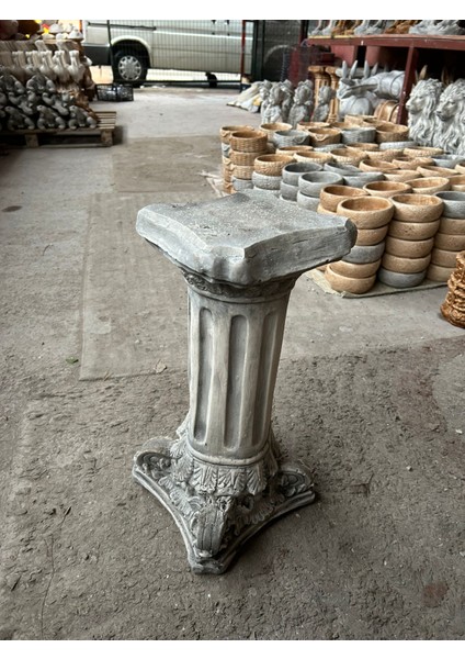 Dekoratif 53CM Vernikli Gri Eskitme Roma Sütun Ev Balkon Bahçe Dekorasyon Bohem Heykel Biblo fiyatları