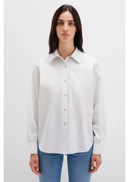 Kadın Çizgili Beyaz Gömlek 1211292-83980 fiyatları