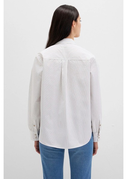 Kadın Çizgili Beyaz Gömlek 1211292-83980 fırsatları