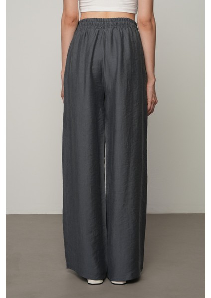 Kadın Düz Renk Beli Lastikli Bol Paça Pantolon fırsatları