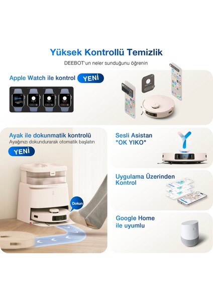 “Ecovacs Deebot T30 Pro Omni Akıllı Robot Süpürge ve Paspas