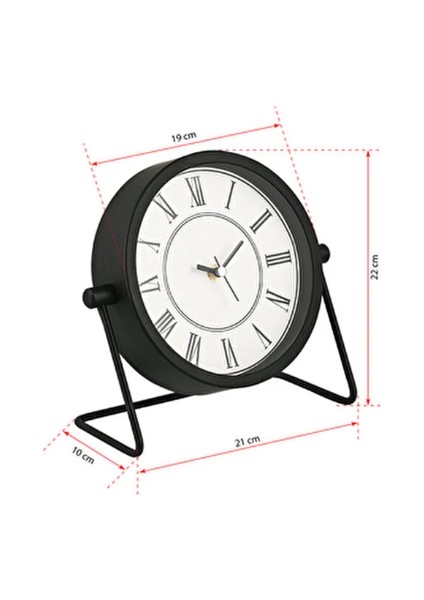 Metal Masa Saati Modern Oval Tasarım 21 x 22 cm Sessiz Mekanizma ile