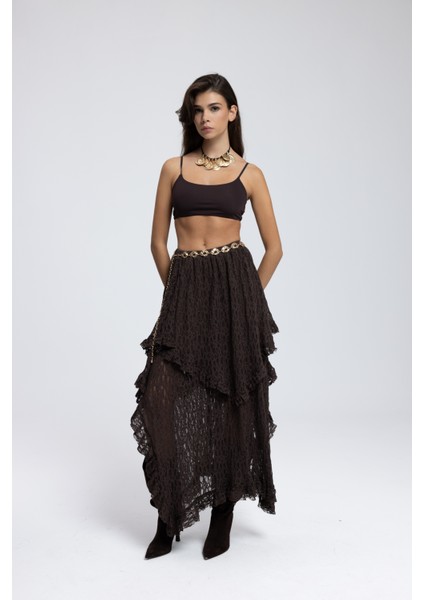 Mireya Asimetrik Kahve Dantel Etek fiyatları