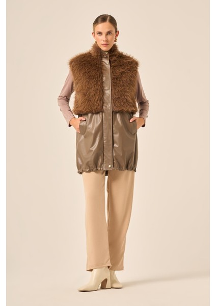 Bayan Pelüs Detay Deri Yelek Kahve 31243 indirimleri