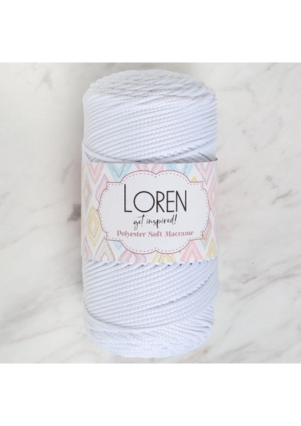 Leyloş Polyester Soft Macrame Optik Beyaz El Örgü Ipi - LM001 - 34426