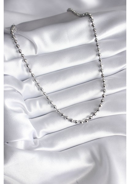 Pirinç Gümüş Renk Topçuk Detay Kadın Kolye fiyatları