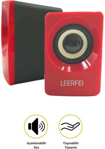 N62 1+1 Multimedia USB ve Jacklı Mini Hoparlör Yüksek Stereo Ses Sistemi