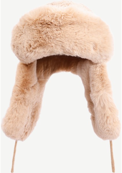 Örgü Detaylı Kürklü Kar Şapkası