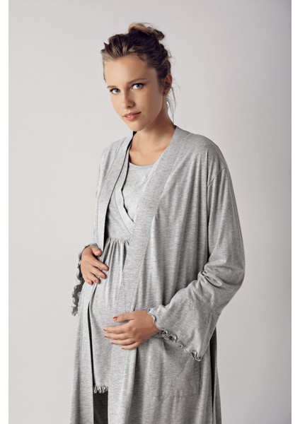 Kadın Uzun Kollu Esnek Pamuklu Hamile Sabahlık Pijama TAKIMI13300 fiyatları