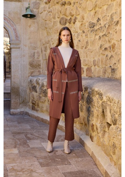 Kadın Kapşon Detaylı Ikili Takım Kahve 20740