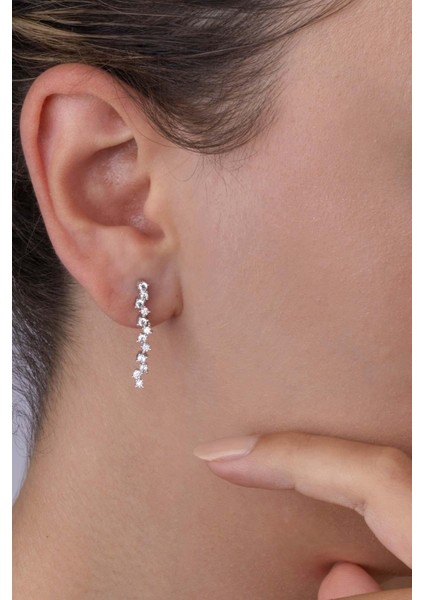 Pırlanta Montür Rodyum Kaplama 4 Tırnaklı Su Yolu Gümüş Küpe