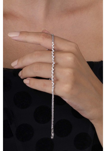 Pırlanta Montür Rodyum Kaplama 4 Tırnaklı Su Yolu Gümüş Bileklik fiyatları