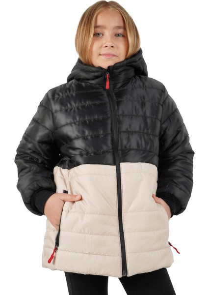 İçi Kürklü Su ve Rüzgar Geçirmez Kapüşonlu Kız Çocuk Mont