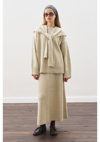 Triko Kloş Etek Bej fiyatları