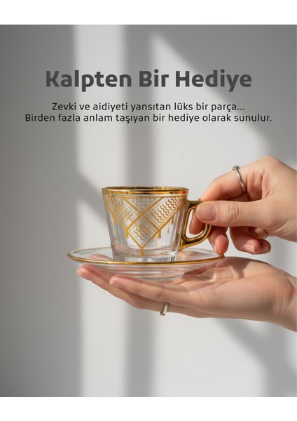 6'lı Türk Kahve Fincan Seti Filistin Kefiyesi Nakışlı 12 Parça T00002 modelleri