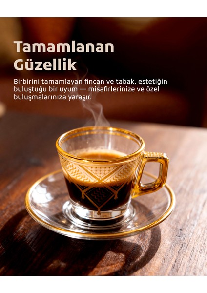 6'lı Türk Kahve Fincan Seti Filistin Kefiyesi Nakışlı 12 Parça T00002 indirimleri