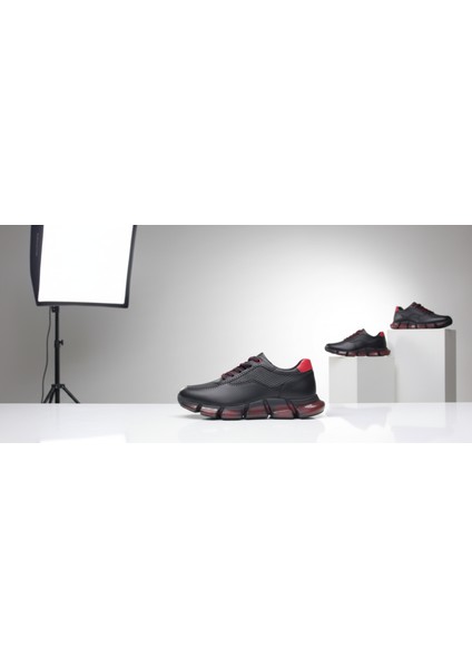 GR0422 Hakiki Deri Segmentli Darbe Emici Kırmızı Eva Taban Spor Koşu Fitness Ayakkabısı indirimleri