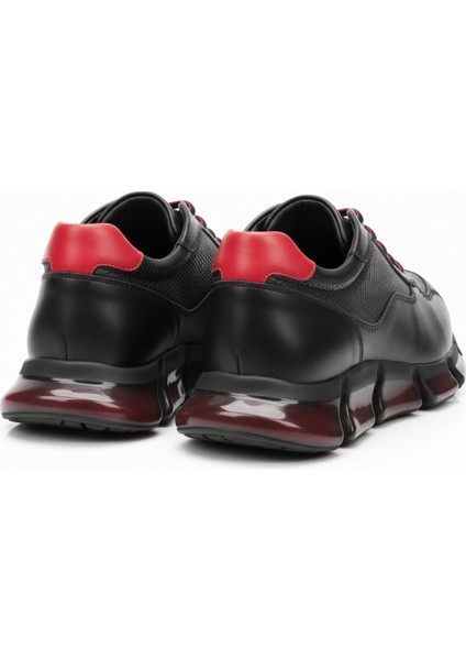 GR0422 Hakiki Deri Segmentli Darbe Emici Kırmızı Eva Taban Spor Koşu Fitness Ayakkabısı