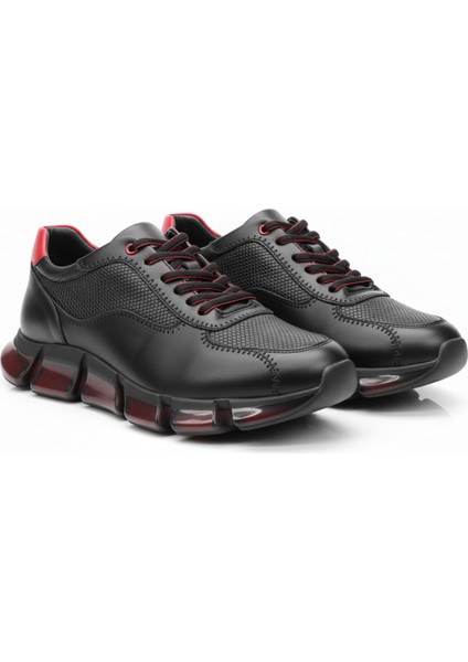 GR0422 Hakiki Deri Segmentli Darbe Emici Kırmızı Eva Taban Spor Koşu Fitness Ayakkabısı