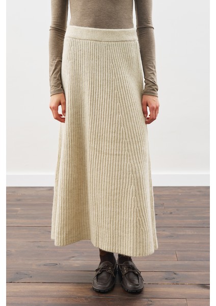 Triko Kloş Etek Bej