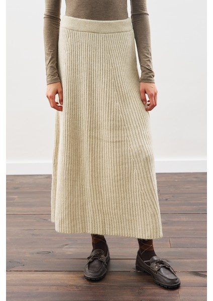 Triko Kloş Etek Bej