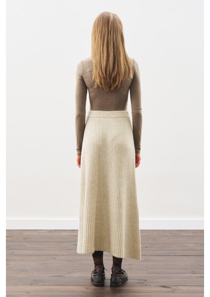 Triko Kloş Etek Bej