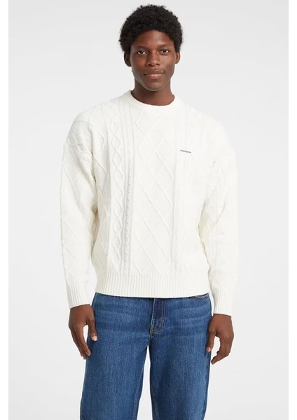 Erkek Gj Yün Karışımlı Triko - Beyaz