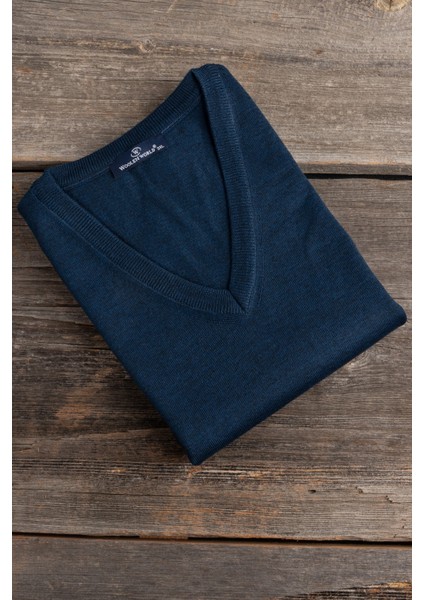 V Yaka Battal (Büyük Boy) Yünlü Kolsuz Triko Süveter