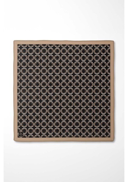 Acı Kahve Eliptik Desen Twill İpek Eşarp