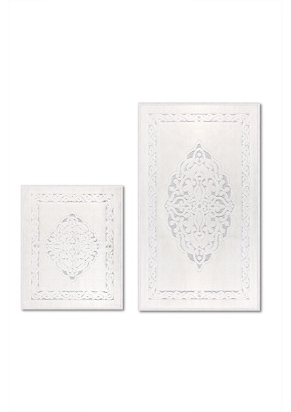 Pamukkale Doğal Pamuklu 2'li Banyo Paspas Seti 60X100+50X60 cm - Ekru