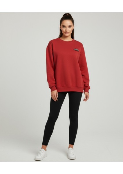California Vibes Oversize Sweatshirt Kırmızı