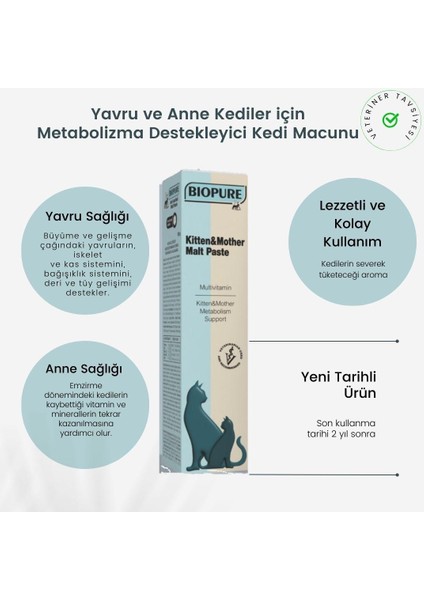 Yavru ve Anne Kedi Için Multivitamin ve Metabolizma Desteği - Biopure Malt Paste (100 G) fiyatları